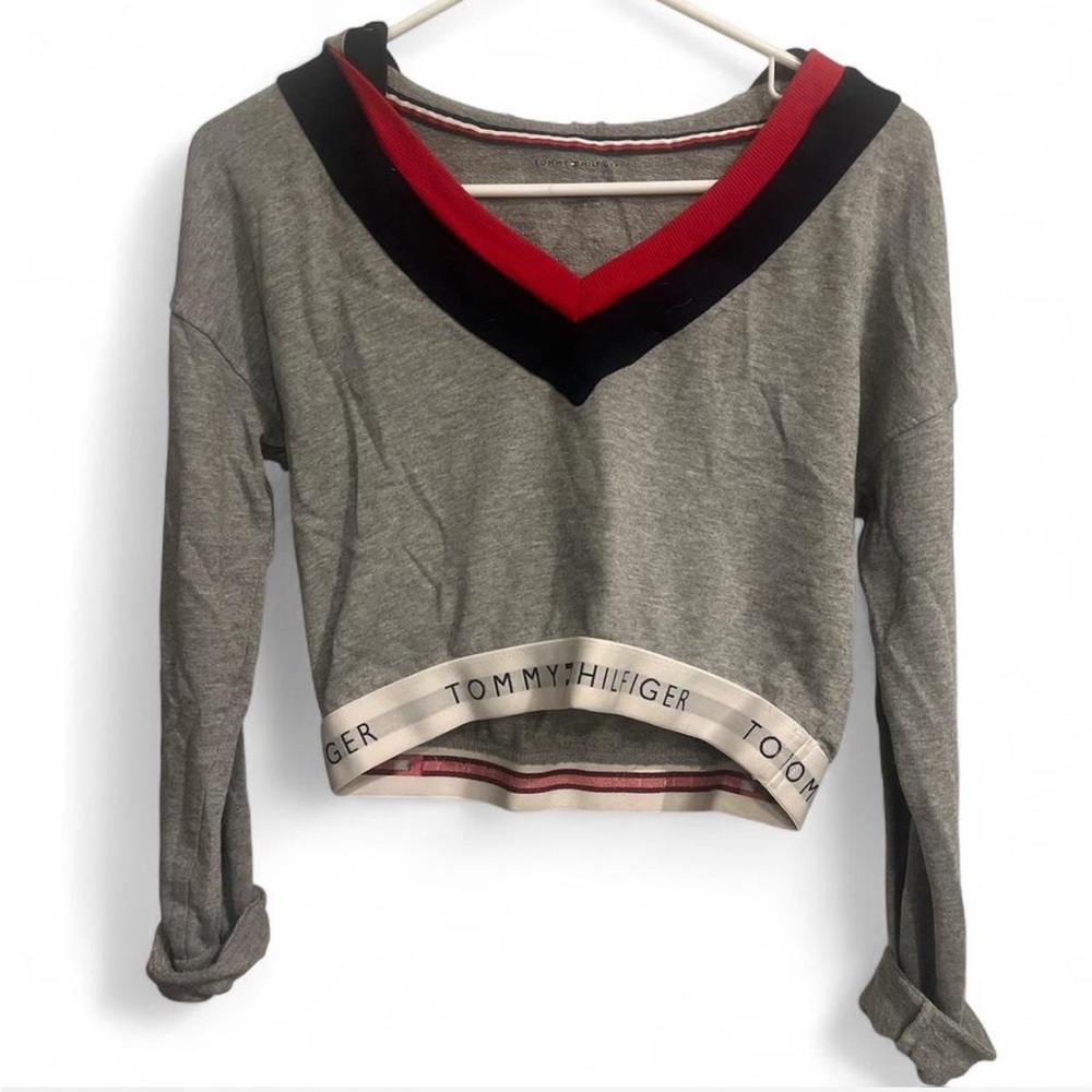 Tommy Hilfiger Gray and Red Women's Crop Top